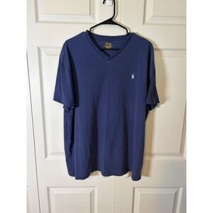 Polo Ralph Lauren Womens XL Blue V-Neck Classic Fit Short Sleeve Pony T-Shirt